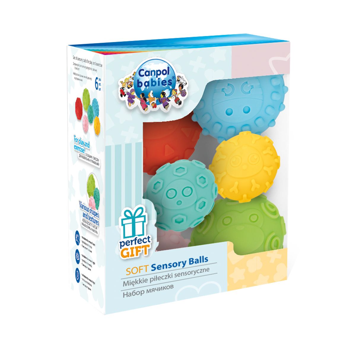 Canpol - კანპოლი რბილი სენსორული მოტორიკის ბურთები 6 ცალი 79/402